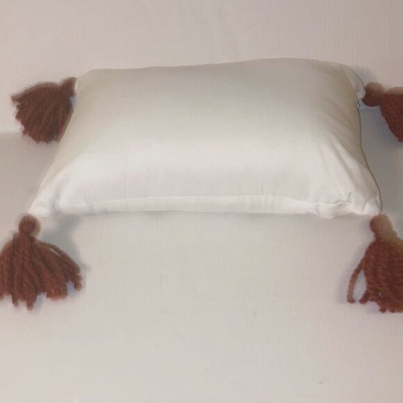 Decorative Accent Pillow Floral Embroidery with Tassels Rectangular 12 x 18 in - Picture 6 of 7